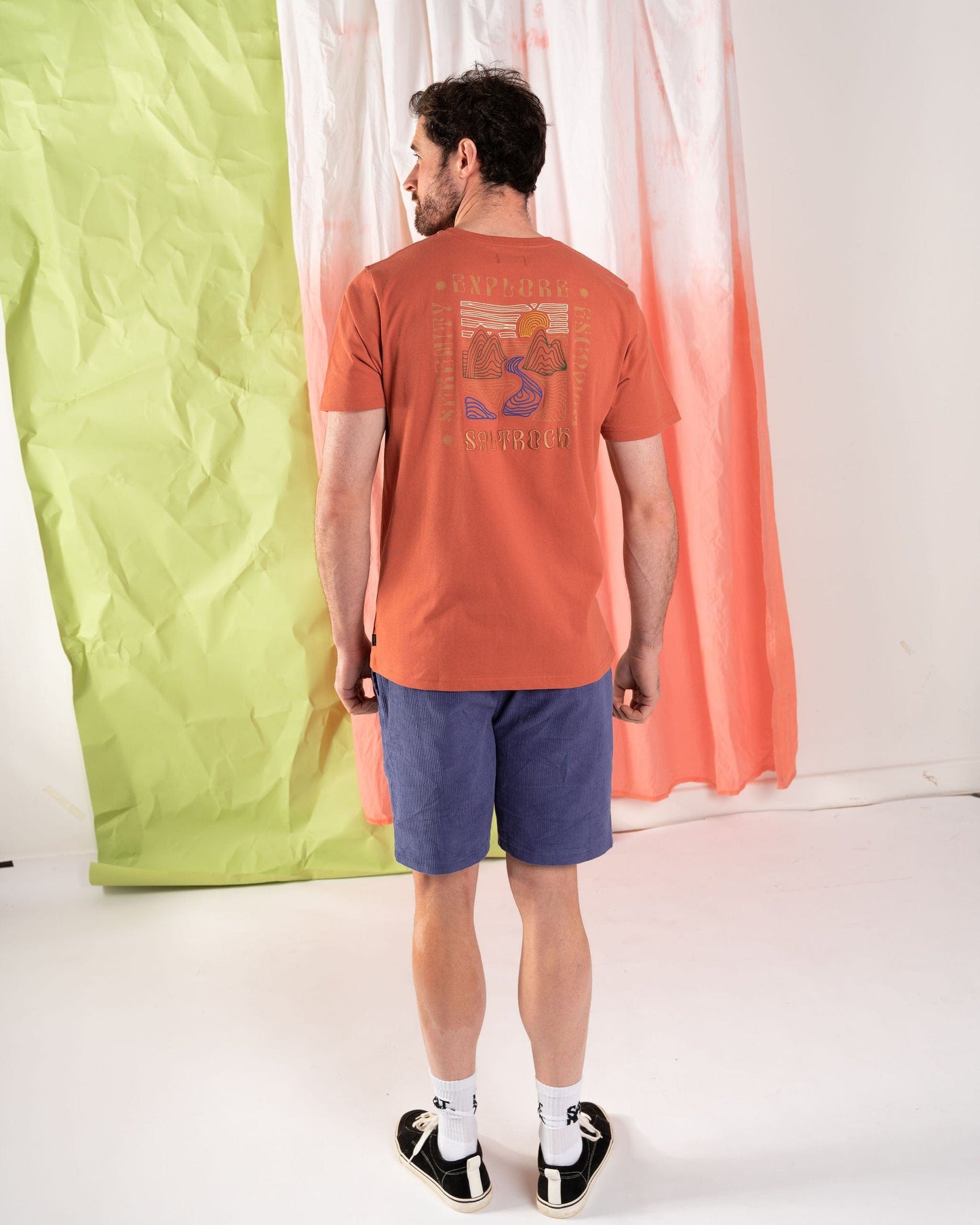 Rebalance - Mens Embroidered T-Shirt - Orange