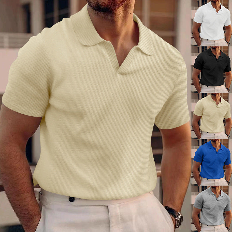 Waffle oversize solid color casual short sleeves