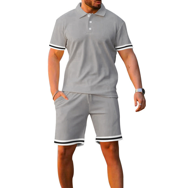 New style lapel short-sleeved shorts two-piece sports casual men's suit