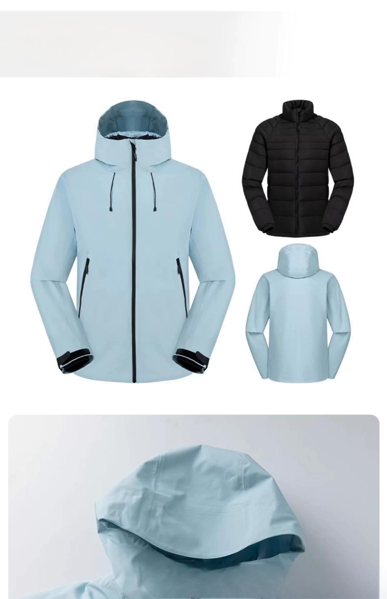 Three-in-one waterproof and windproof mountaineering jacket for men and women
