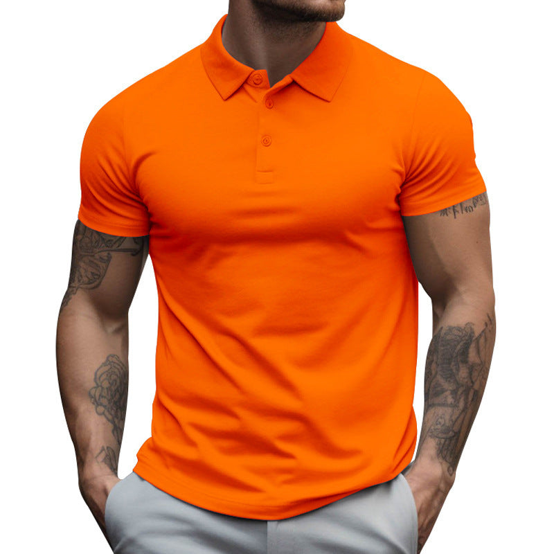 Lapel short-sleeved T-shirt polo shirt men's clothing oversized loose collared solid color T-shirt