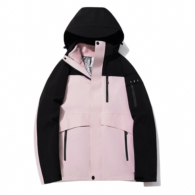 Men's and women's anti-virus waterproof mountaineering clothing three-in-one detachable jacket