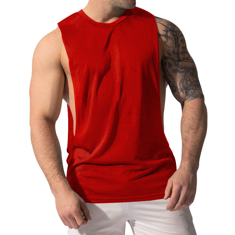 Sports casual solid color men's sleeveless waistcoat T-shirt