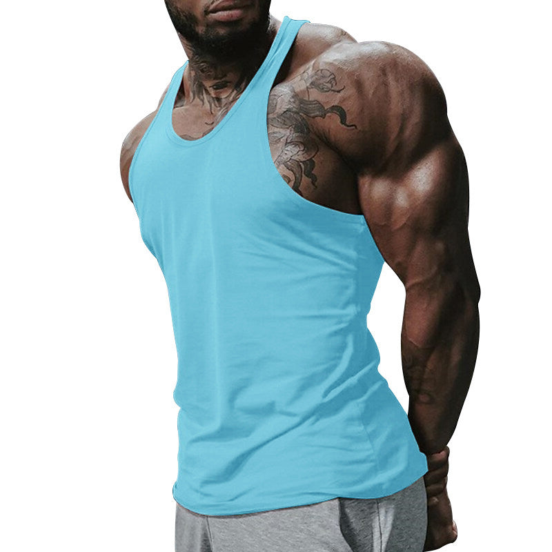 Sports vest solid color fitness thin strap I-shaped vest men's tank top