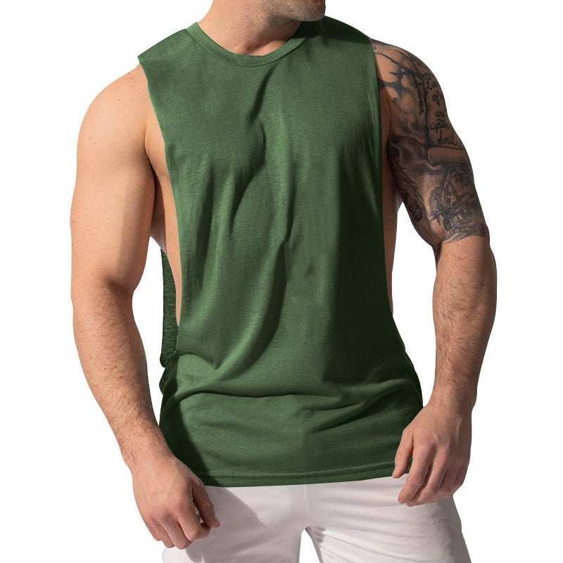 Sports casual solid color men's sleeveless waistcoat T-shirt