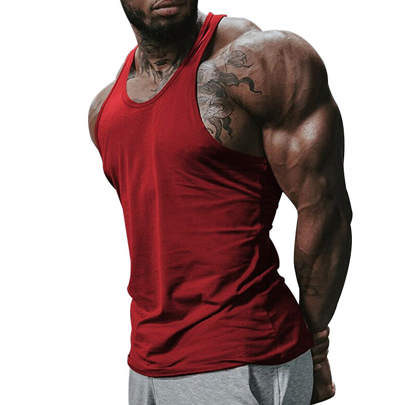 Sports vest solid color fitness thin strap I-shaped vest men's tank top