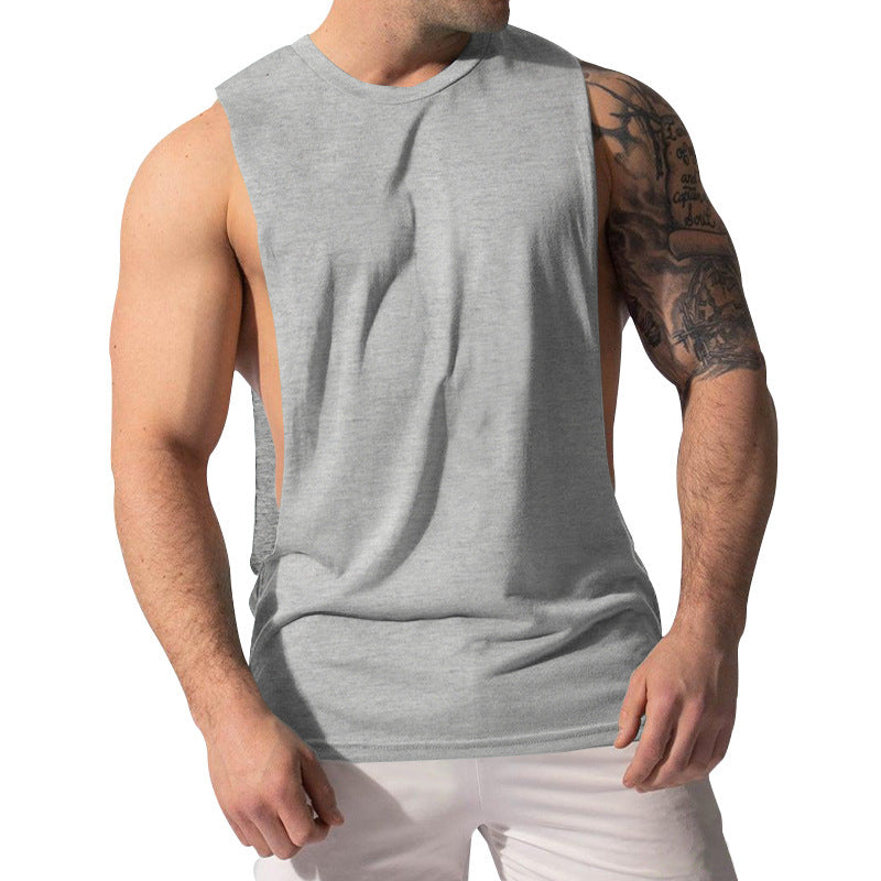 Sports casual solid color men's sleeveless waistcoat T-shirt