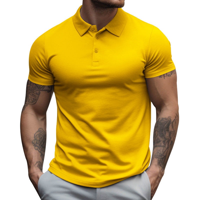 Lapel short-sleeved T-shirt polo shirt men's clothing oversized loose collared solid color T-shirt