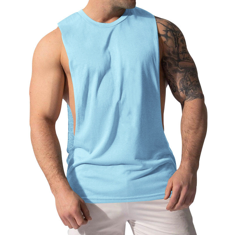 Sports casual solid color men's sleeveless waistcoat T-shirt