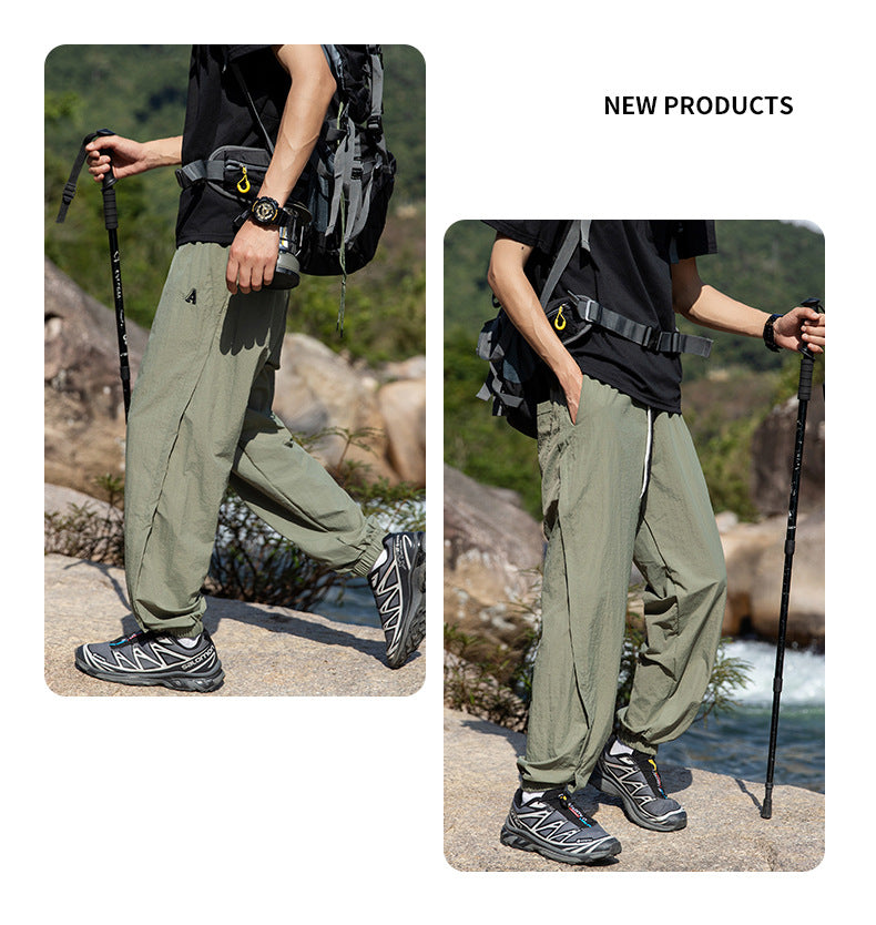 American style loose ice silk cropped pants