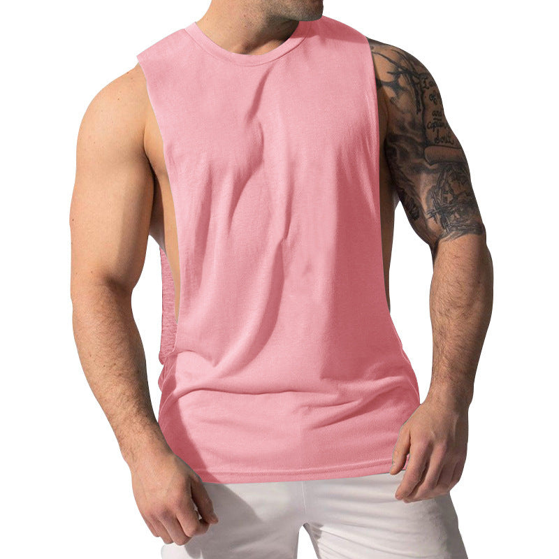 Sports casual solid color men's sleeveless waistcoat T-shirt