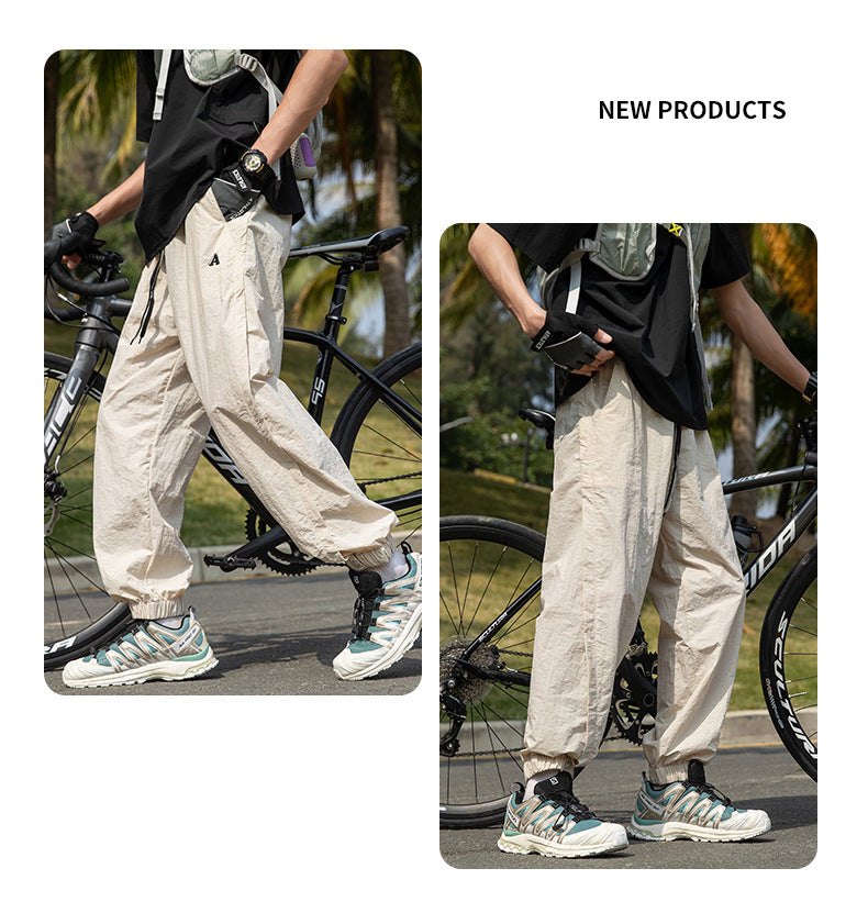 American style loose ice silk cropped pants