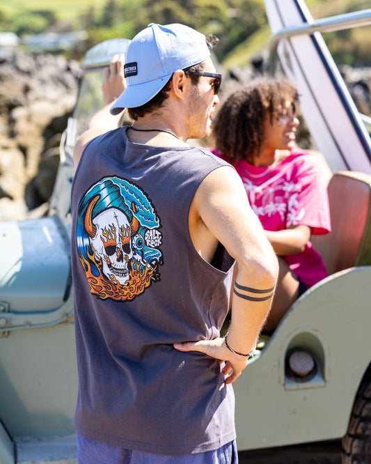 Fire Water Colour - Mens Vest - Grey