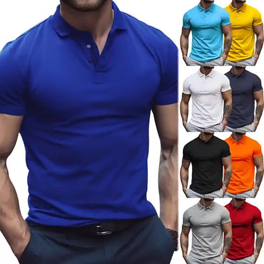 Lapel short-sleeved T-shirt polo shirt men's clothing oversized loose collared solid color T-shirt