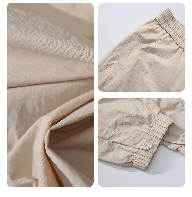 American style loose ice silk cropped pants