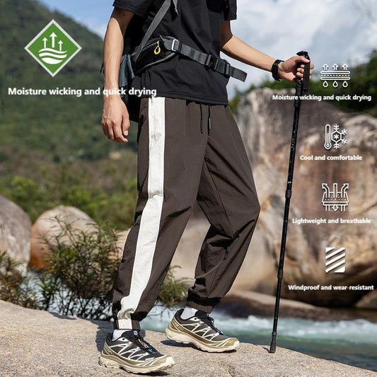 Summer ice silk pants for men American style outdoor quick-drying nine-point pants