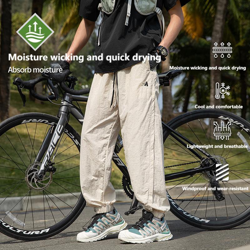 American style loose ice silk cropped pants