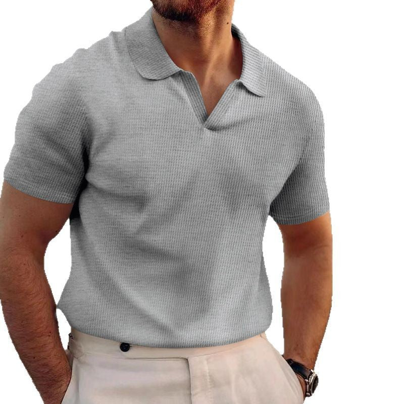 Waffle oversize solid color casual short sleeves