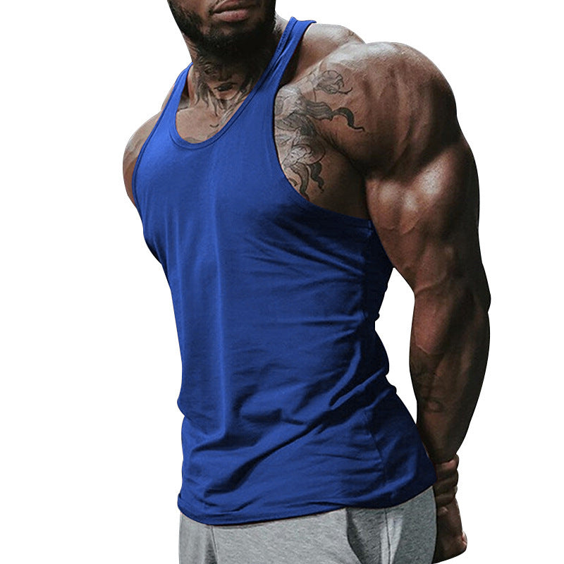 Sports vest solid color fitness thin strap I-shaped vest men's tank top