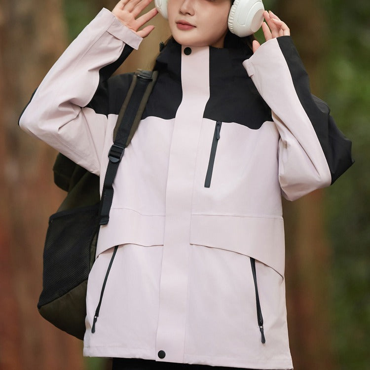 Men's and women's anti-virus waterproof mountaineering clothing three-in-one detachable jacket