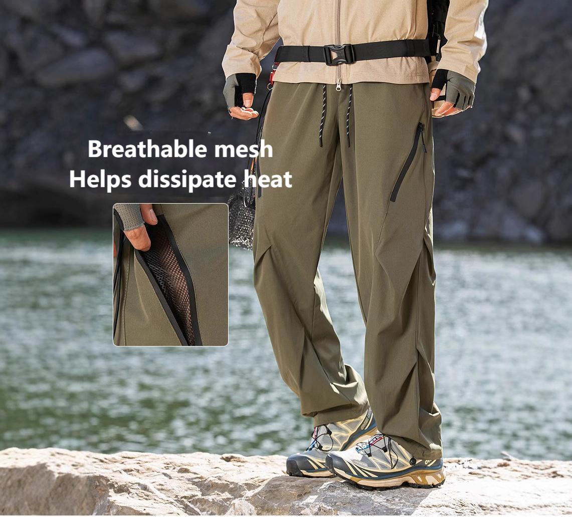 Men's quick-drying zipper breathable mesh loose casual trousers