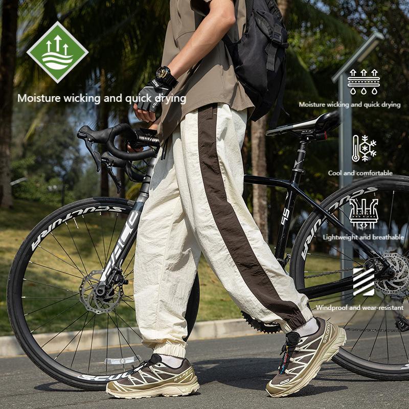 Summer ice silk pants for men American style outdoor quick-drying nine-point pants