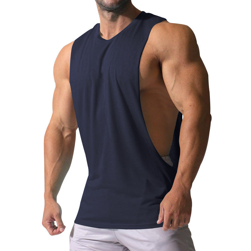 Sports casual solid color men's sleeveless waistcoat T-shirt