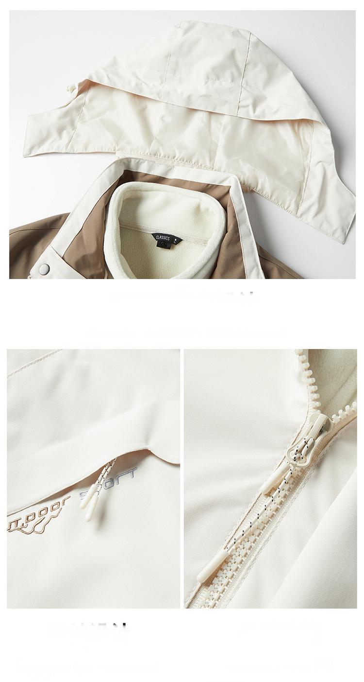 Men's three-in-one waterproof jacket, detachable, thick, outdoor, windproof and waterproof