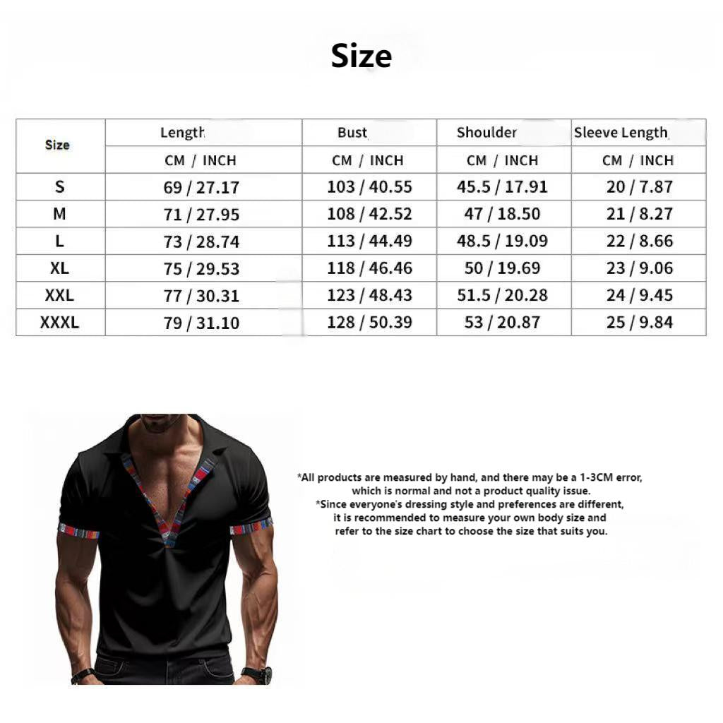 Loose casual breathable Bohemian contrast color POLO shirt short sleeves
