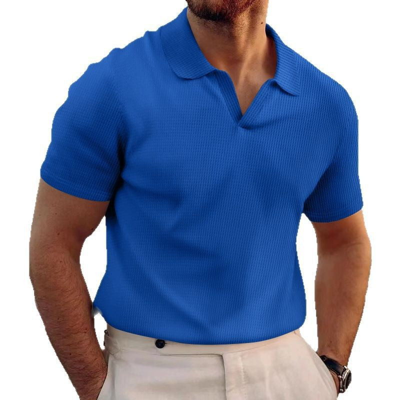 Waffle oversize solid color casual short sleeves