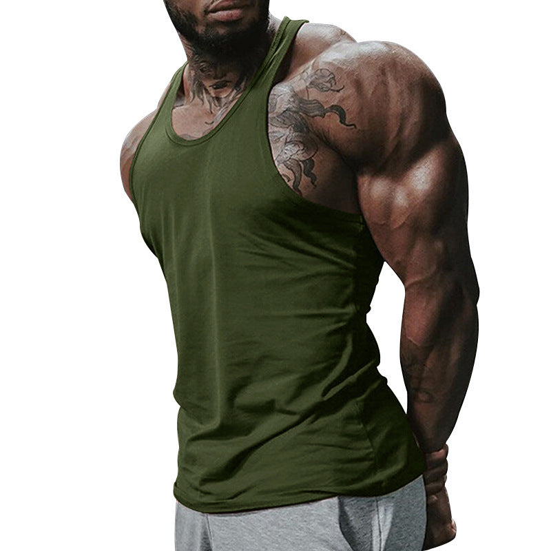 Sports vest solid color fitness thin strap I-shaped vest men's tank top