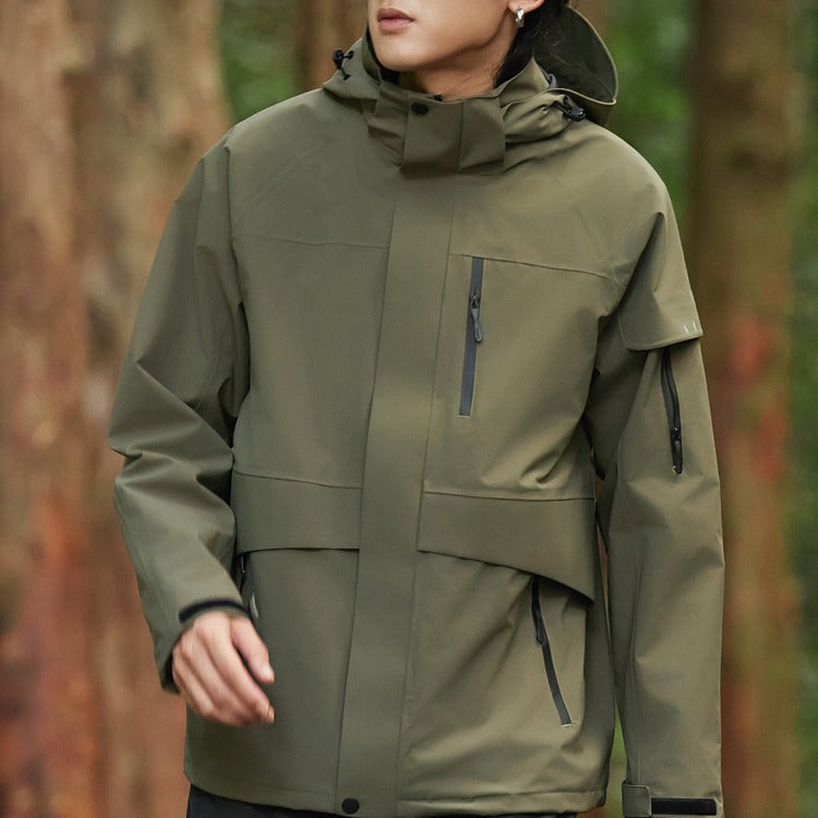Men's and women's anti-virus waterproof mountaineering clothing three-in-one detachable jacket