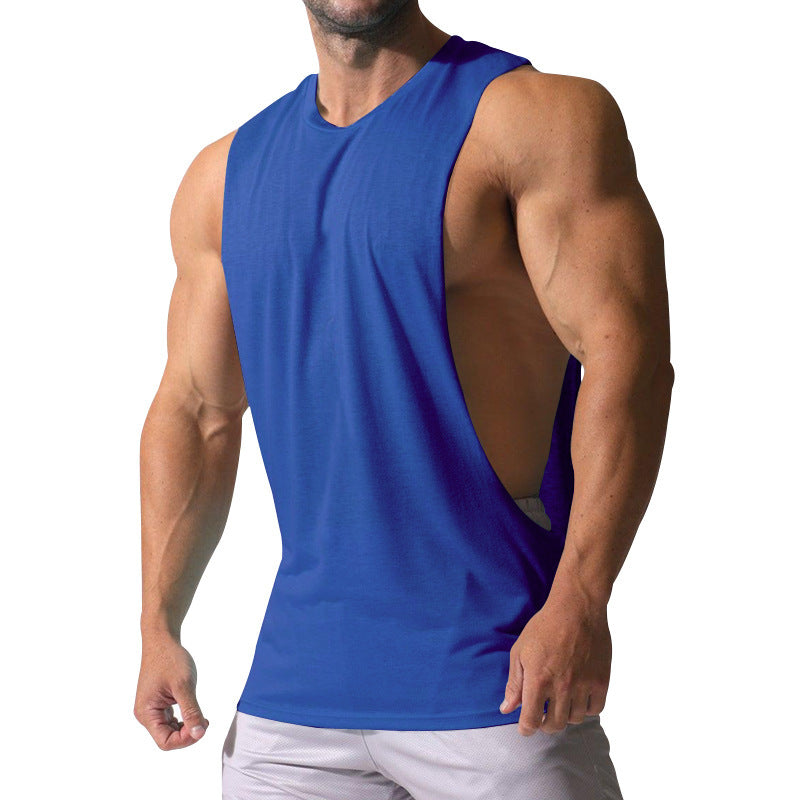 Sports casual solid color men's sleeveless waistcoat T-shirt
