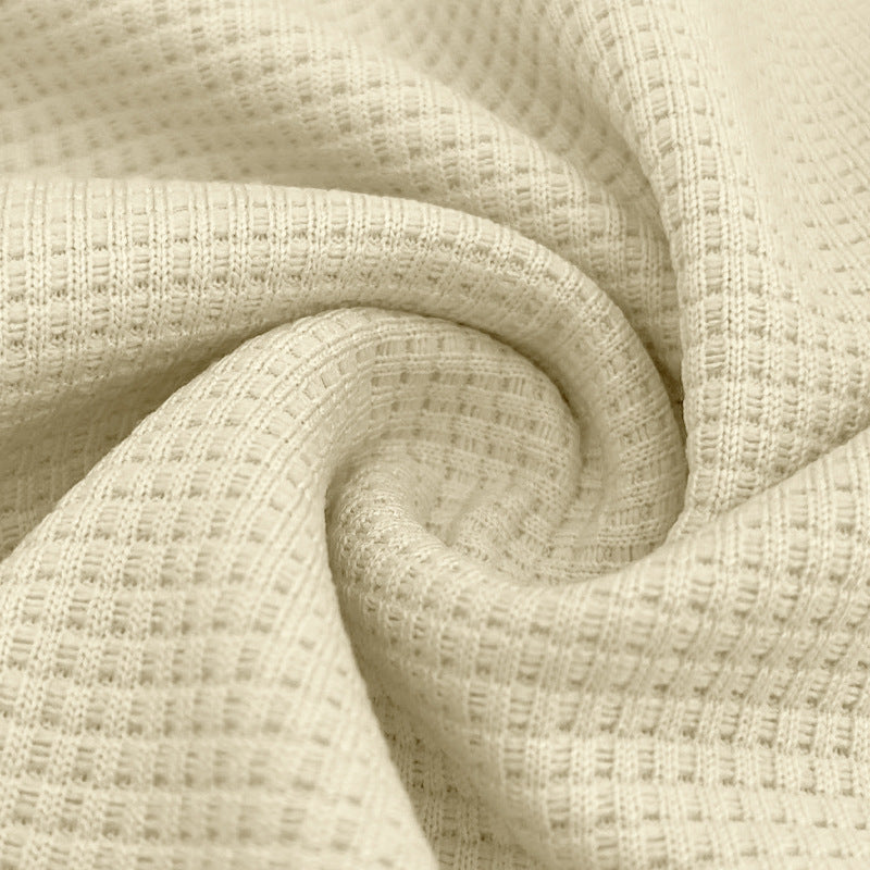 Waffle oversize solid color casual short sleeves