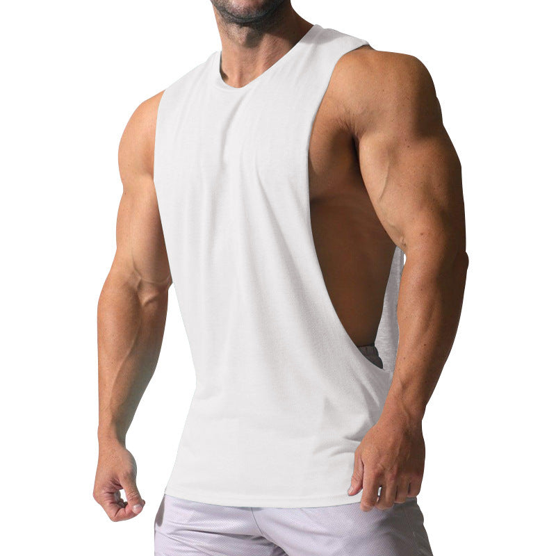 Sports casual solid color men's sleeveless waistcoat T-shirt