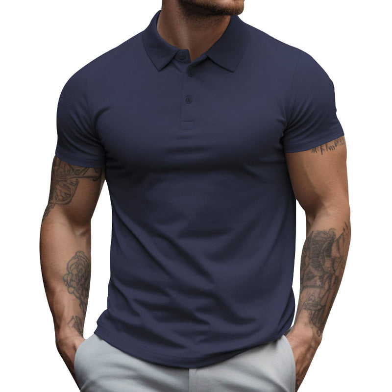 Lapel short-sleeved T-shirt polo shirt men's clothing oversized loose collared solid color T-shirt