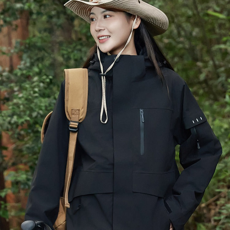 Men's and women's anti-virus waterproof mountaineering clothing three-in-one detachable jacket