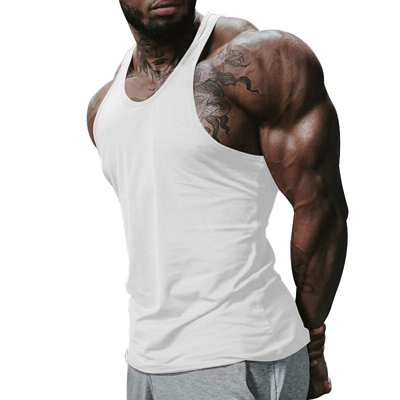 Sports vest solid color fitness thin strap I-shaped vest men's tank top