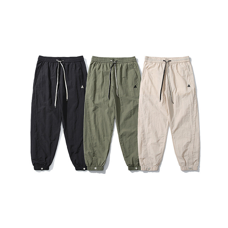 American style loose ice silk cropped pants