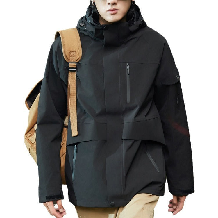 Men's and women's anti-virus waterproof mountaineering clothing three-in-one detachable jacket