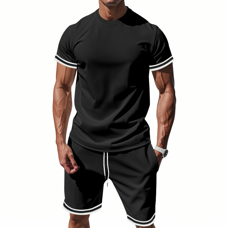 Sports casual round neck short sleeve shorts two piece suit