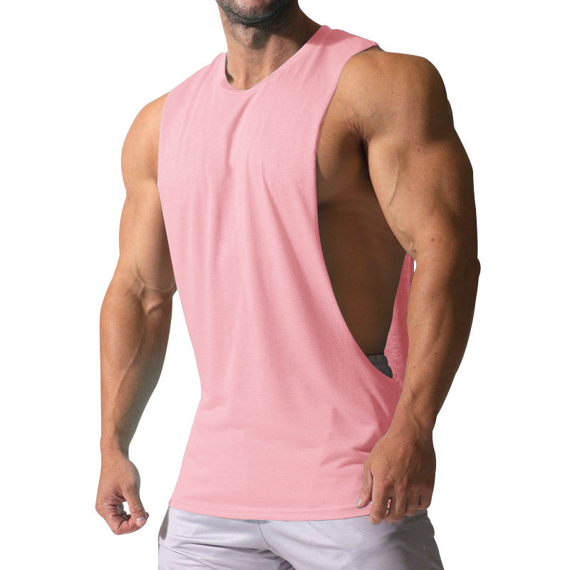 Sports casual solid color men's sleeveless waistcoat T-shirt