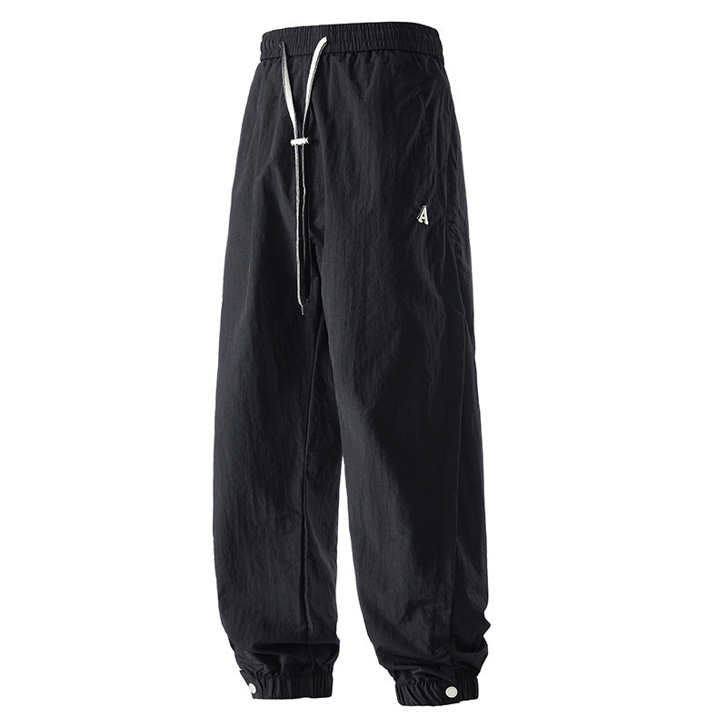 American style loose ice silk cropped pants