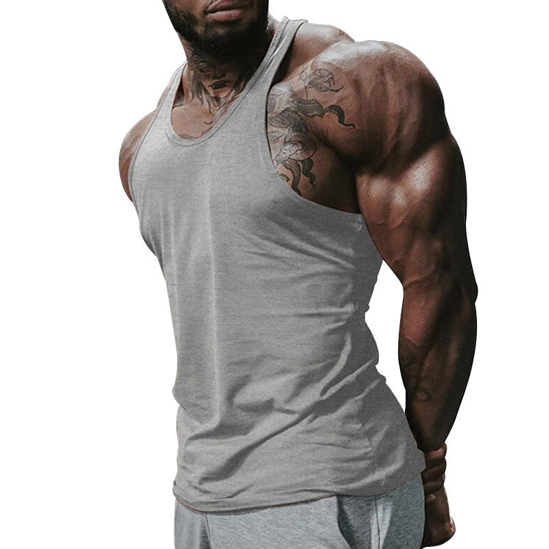 Sports vest solid color fitness thin strap I-shaped vest men's tank top