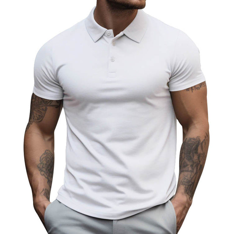 Lapel short-sleeved T-shirt polo shirt men's clothing oversized loose collared solid color T-shirt