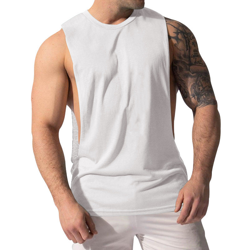 Sports casual solid color men's sleeveless waistcoat T-shirt