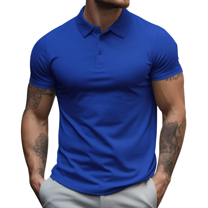 Lapel short-sleeved T-shirt polo shirt men's clothing oversized loose collared solid color T-shirt