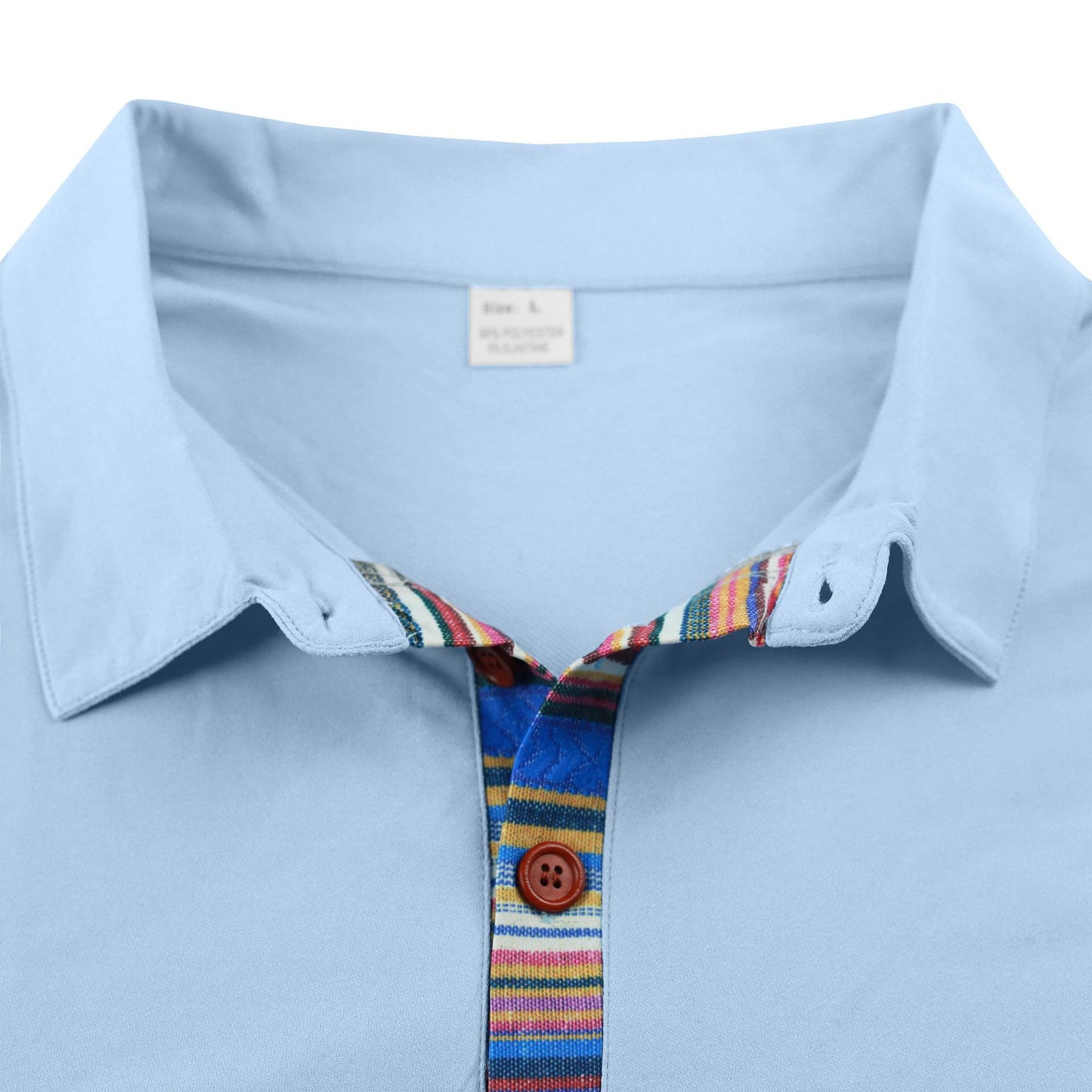 Loose casual breathable Bohemian contrast color POLO shirt short sleeves