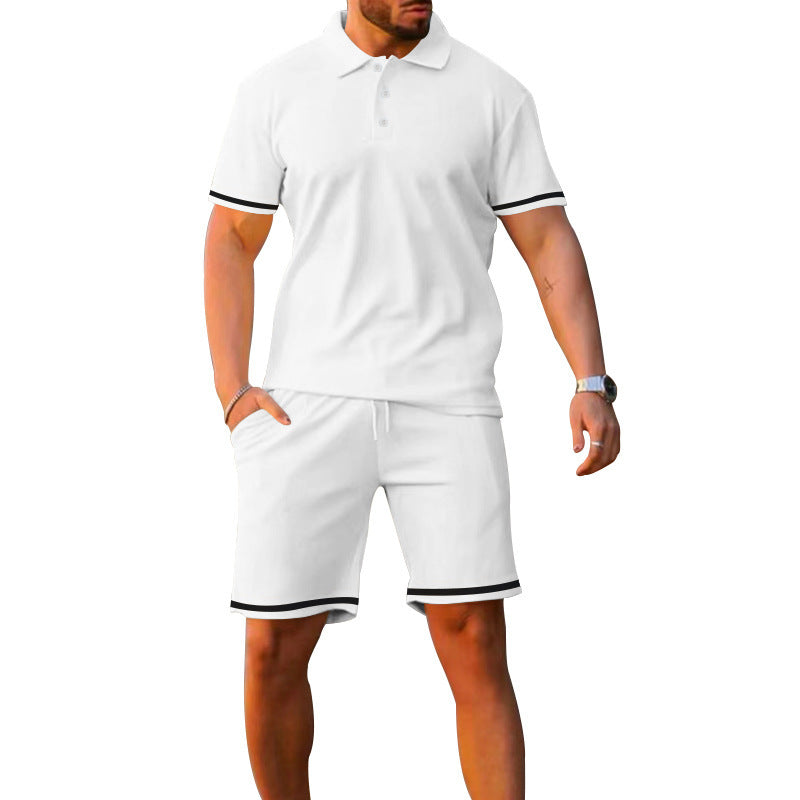 New style lapel short-sleeved shorts two-piece sports casual men's suit
