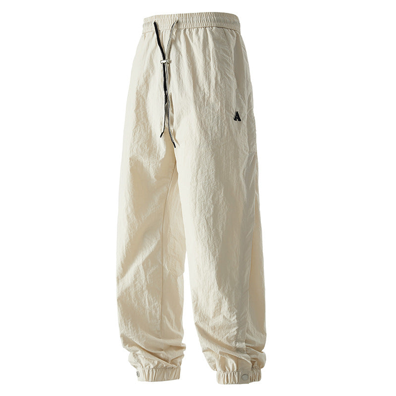 American style loose ice silk cropped pants